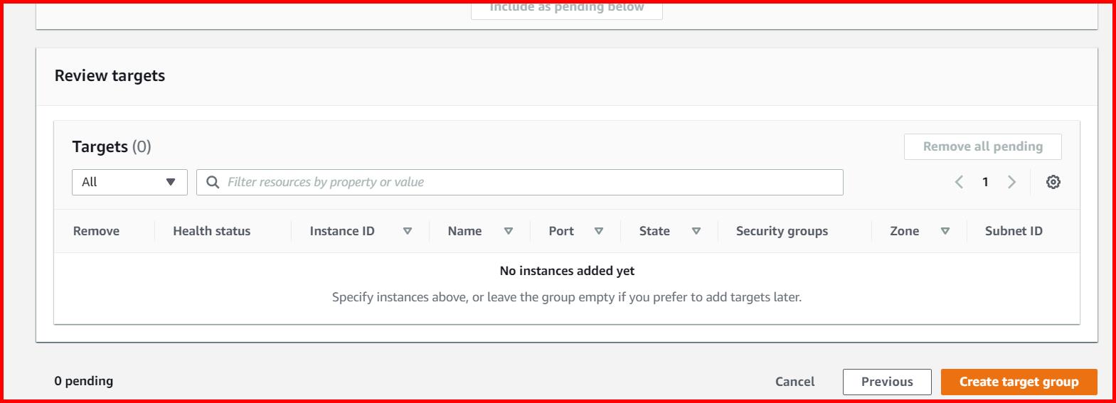Picture showing the Create target group button for creating the new target group